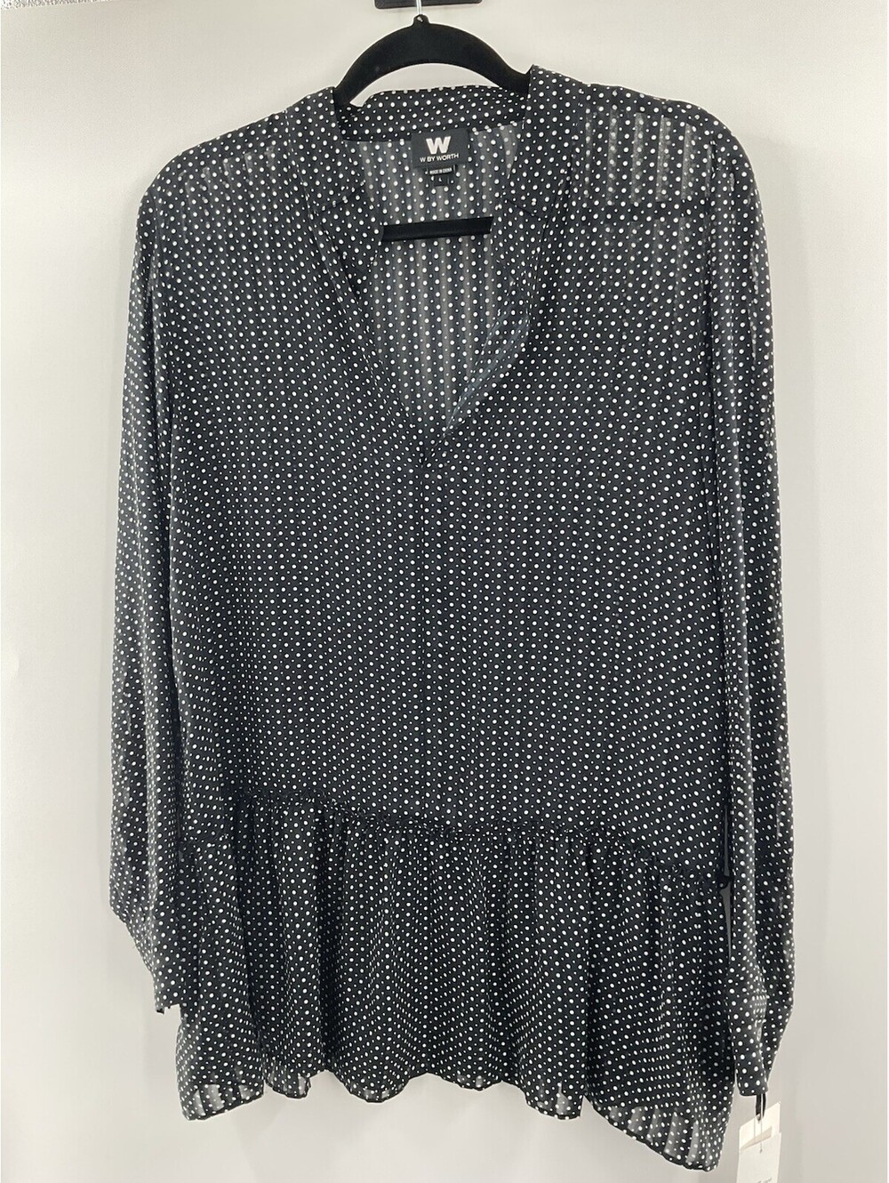 W By Worth New women’s large polkadot blouse sheer 086